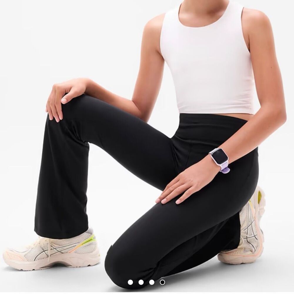 ATHLETA Girls Black Chit Chat Pants Size Large 12 High Waisted Flared Leggings